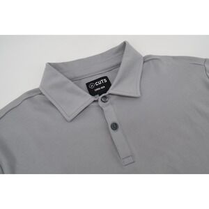 Cuts Clothing Men's Medium Polo Curve Hem Shirt Gray Short Sleeve